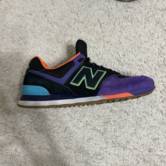 New Balance 574 Men’s Size 9 Black Purple Orange Blue Custom ML574PT2 - Picture 5 of 16